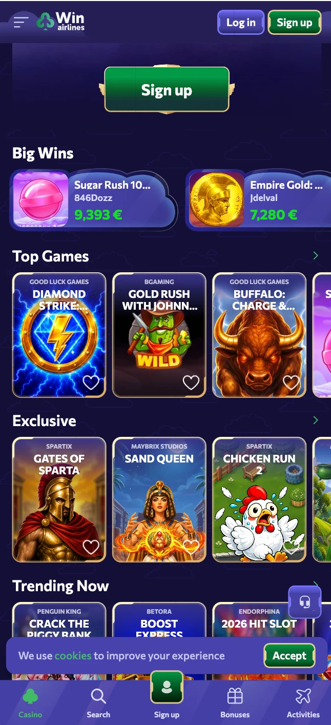 Aplikacja WinAirlines Casino